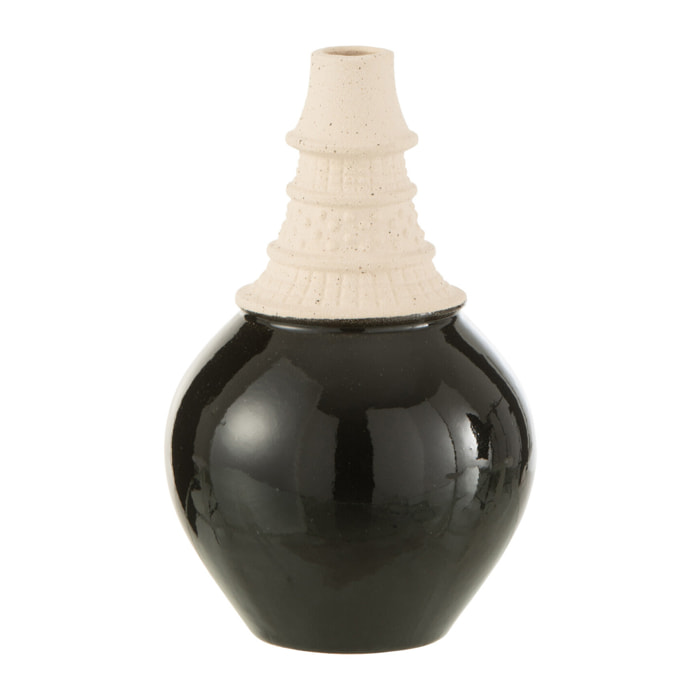 J-Line vase Col Haut - céramique - noir/beige - small - 26 cm de hauteur