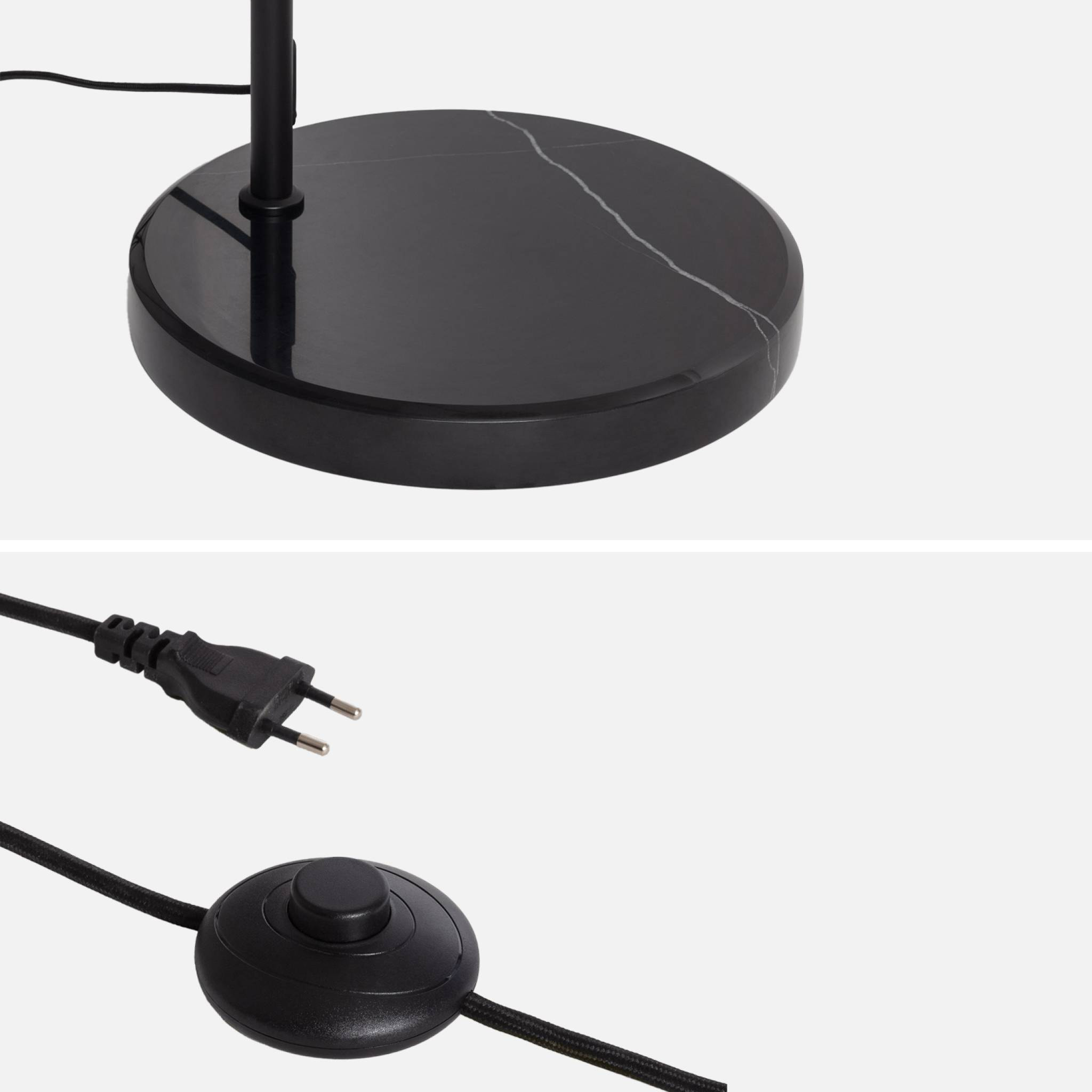 Lampadaire intérieur exotique rotin naturel métal et pierre effet marbre H170cm Diego