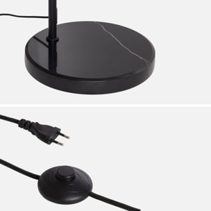 Lampadaire intérieur exotique rotin naturel métal et pierre effet marbre H170cm Diego