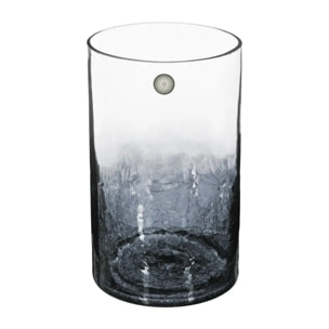 Vase cylindre verre craquelé H20cm