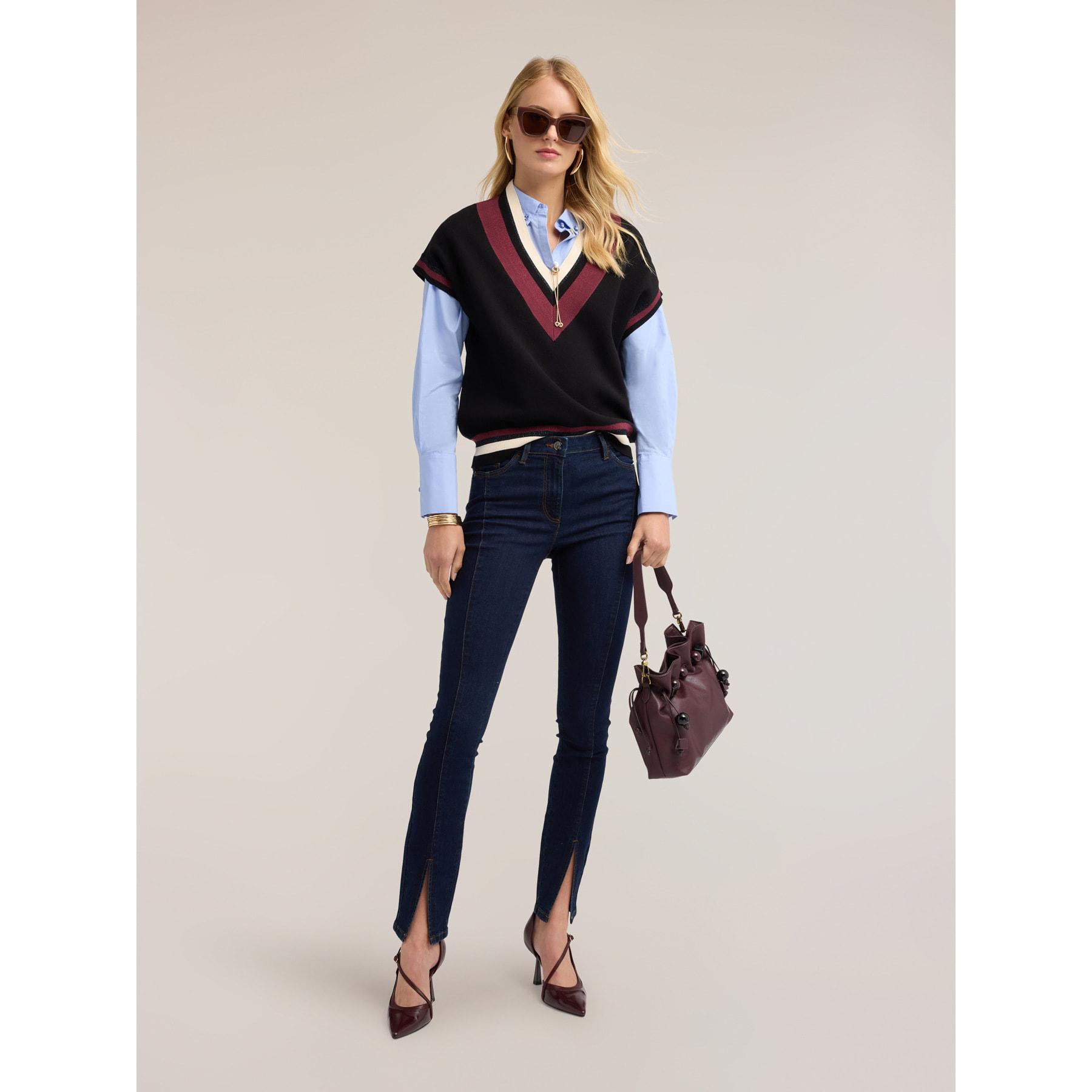 Motivi - Jeans skinny con spacco sul fondo gamba - Blu