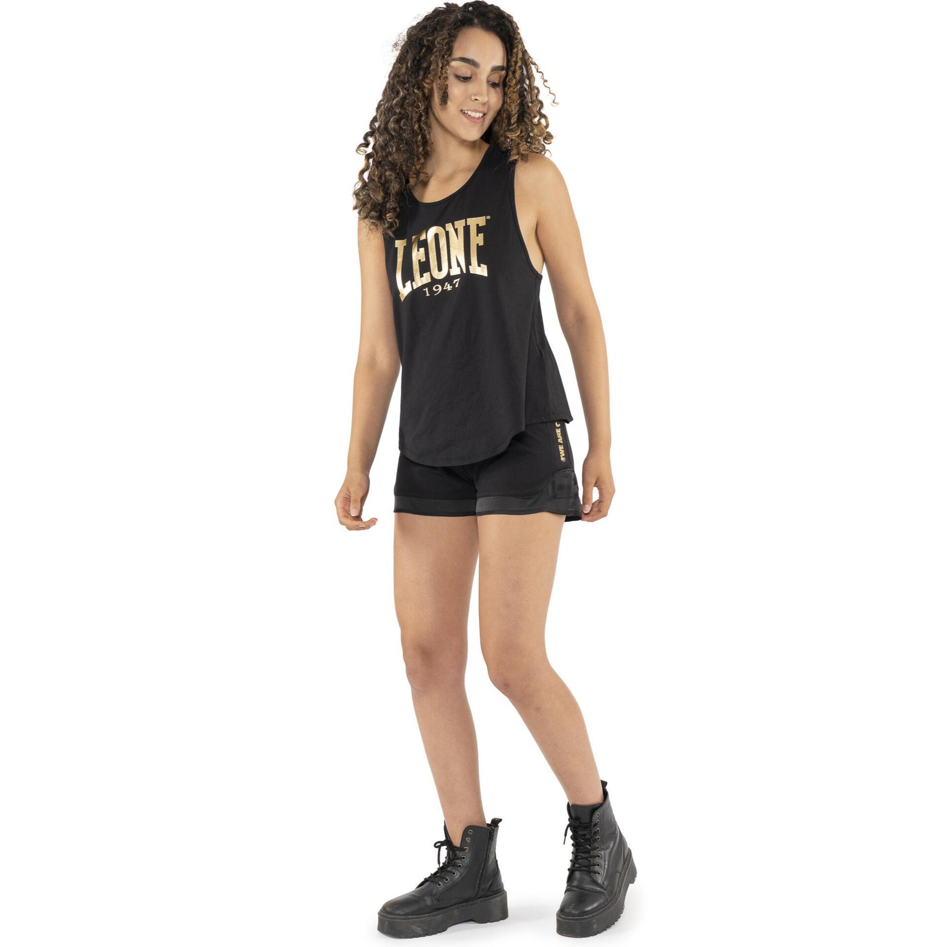 Pantalón corto estilo boxeo con logo dorado para mujer Leone Gold