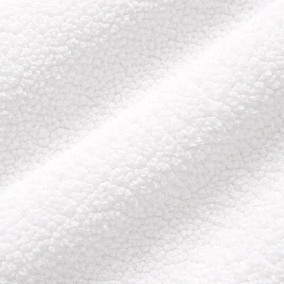 Lit coffre Bubble avec tête de lit en tissu bouclette blanc