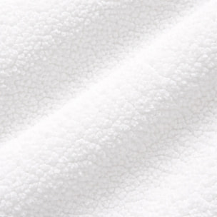 Lit coffre Bubble avec tête de lit en tissu bouclette blanc