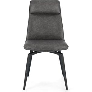Set di poltroncine LAWRENCE in ecopelle antracite e gambe acciaio nero