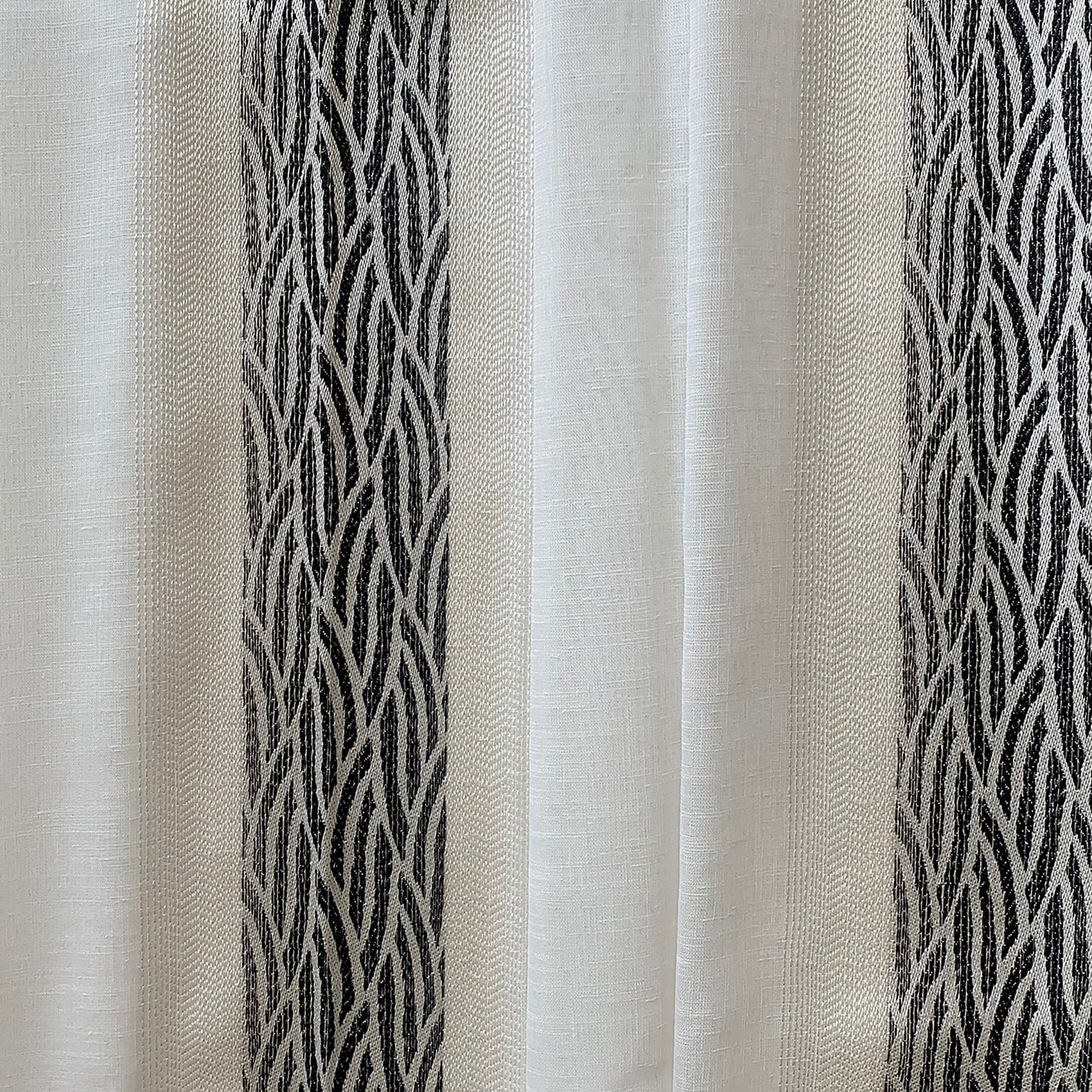 Tissu en étamine et bande jacquard - Noir