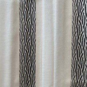 Tissu en étamine et bande jacquard - Noir