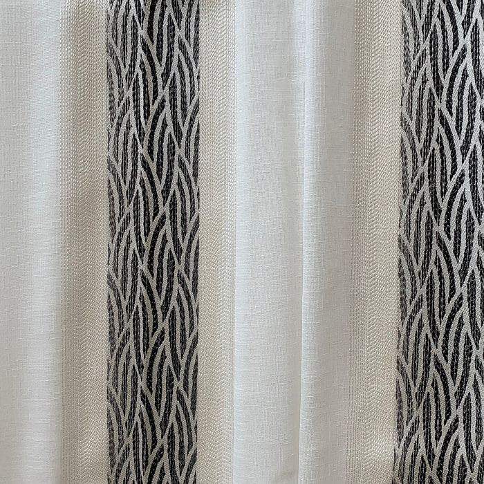 Tissu en étamine et bande jacquard - Noir