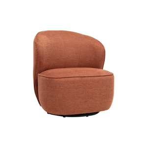 Fauteuil design pivotant en tissu effet velours texturé terre brûlée AMBER