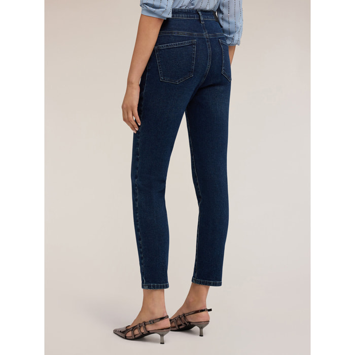 Motivi - Jeans ajustados con bolsillos bordados - Azul