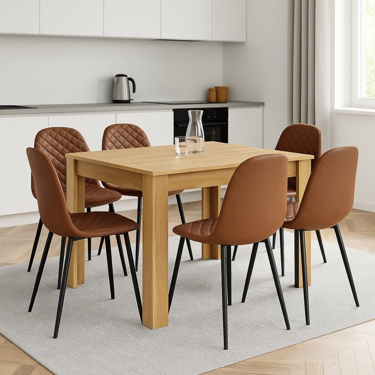 Tavolo rettangolare estendibile rovere naturale 140-190x90x77 cm - Harper