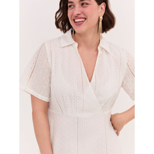 Fiorella Rubino - Vestido línea griega DREAM en sangallo - Blanco