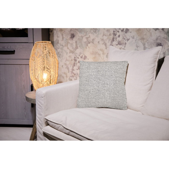 Coussin en coton brodé carré 40 x 40 cm motifs chevrons gris - BROKE