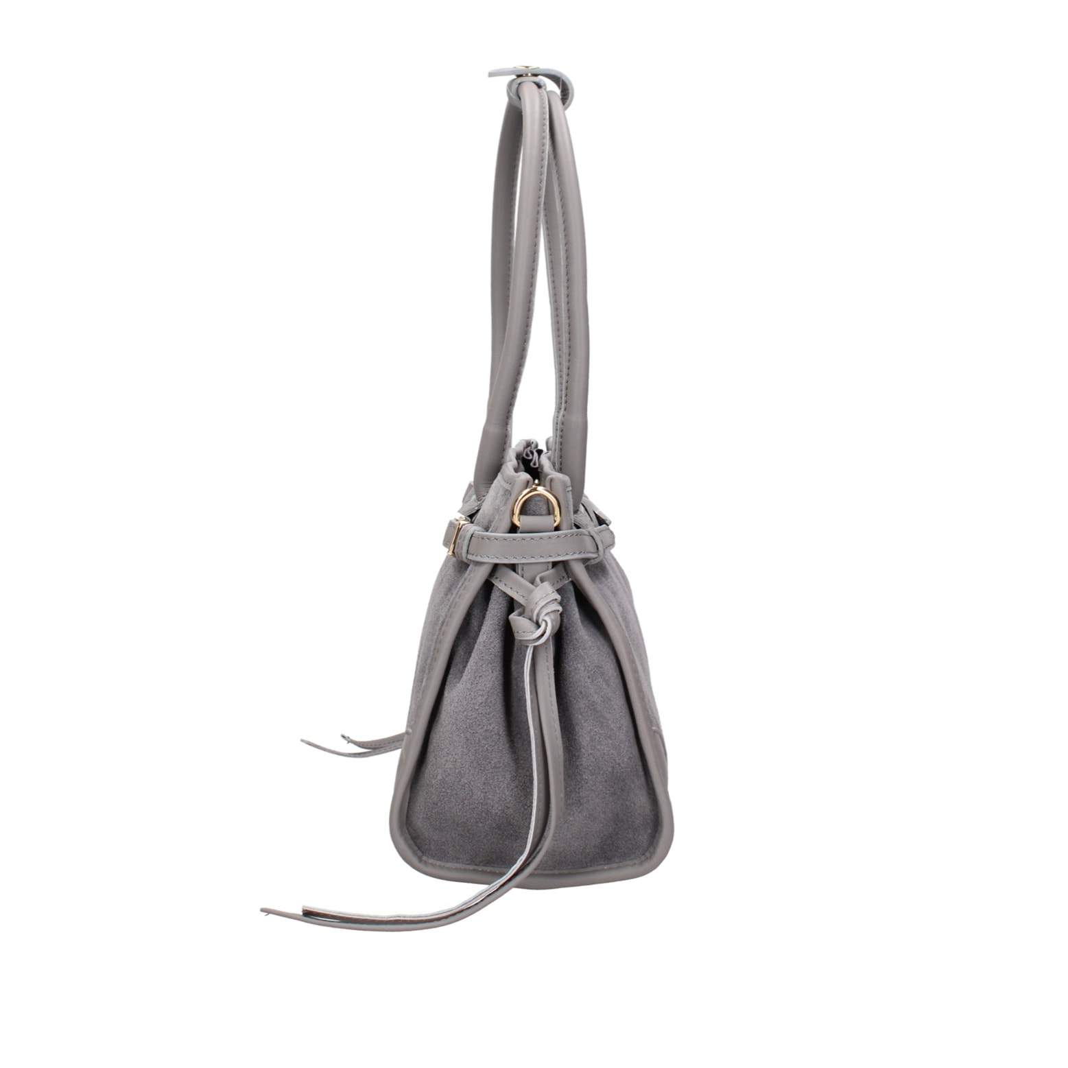 Borsa a spalla da donna Made in Italy - Modello Novara Ultra - Pelle scamosciata - 31.5 x 20.0 x 14.0 cm