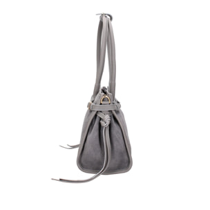 Borsa a spalla da donna Made in Italy - Modello Novara Ultra - Pelle scamosciata - 31.5 x 20.0 x 14.0 cm