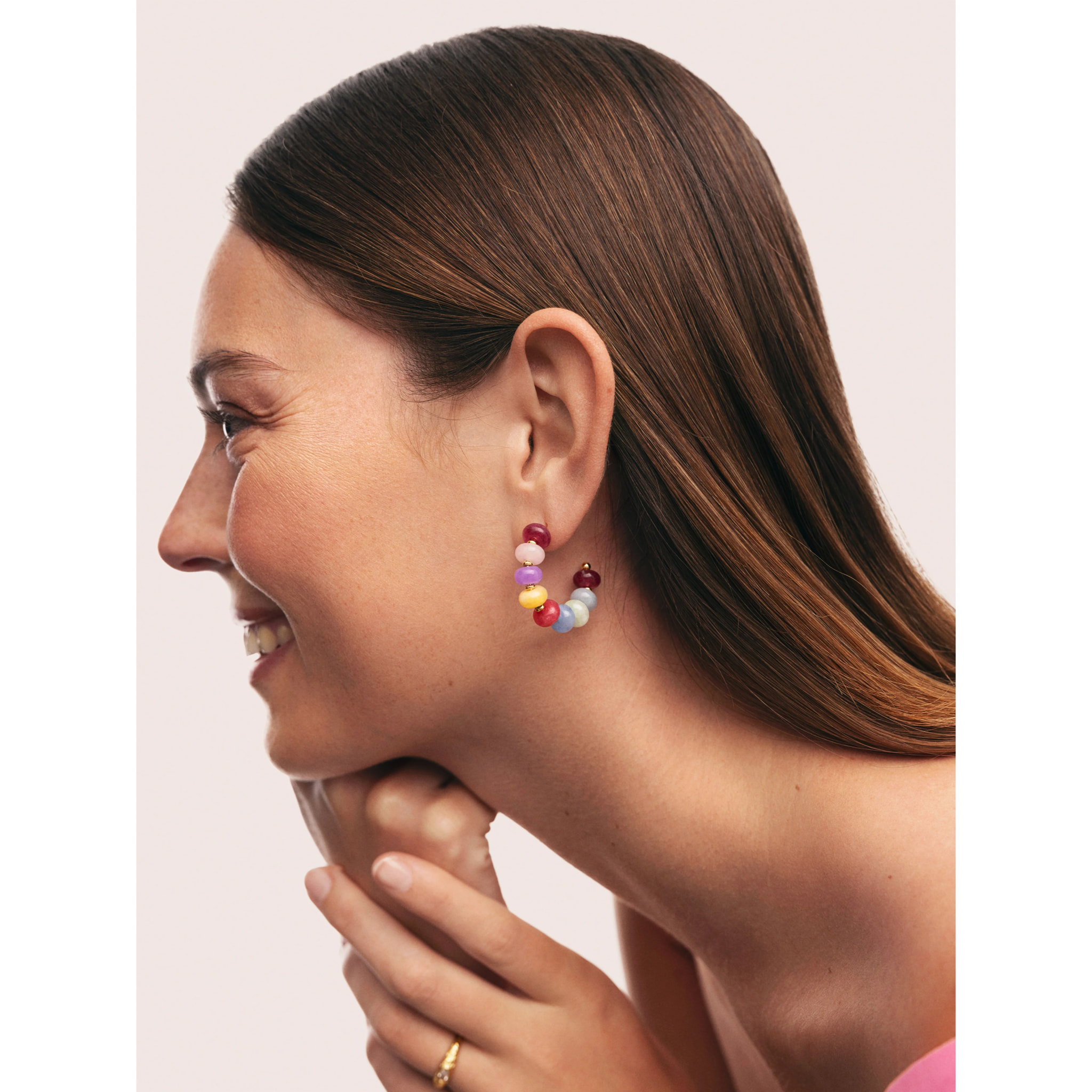 Pendientes Color Stones Acero Baño Oro