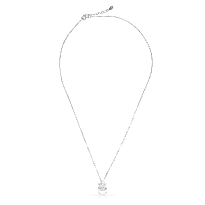Collar de plata de ley 925 con colgante de corona con circón y cierre de resorte.