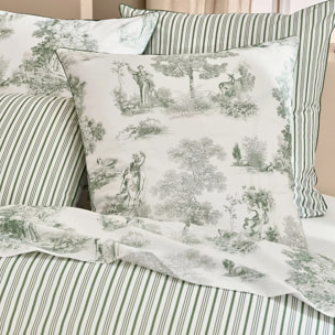 Taie d'oreiller percale de coton imprimé vert Poesie verde
