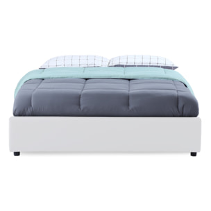 Lit coffre Otto en similicuir blanc avec sommier 160x200cm