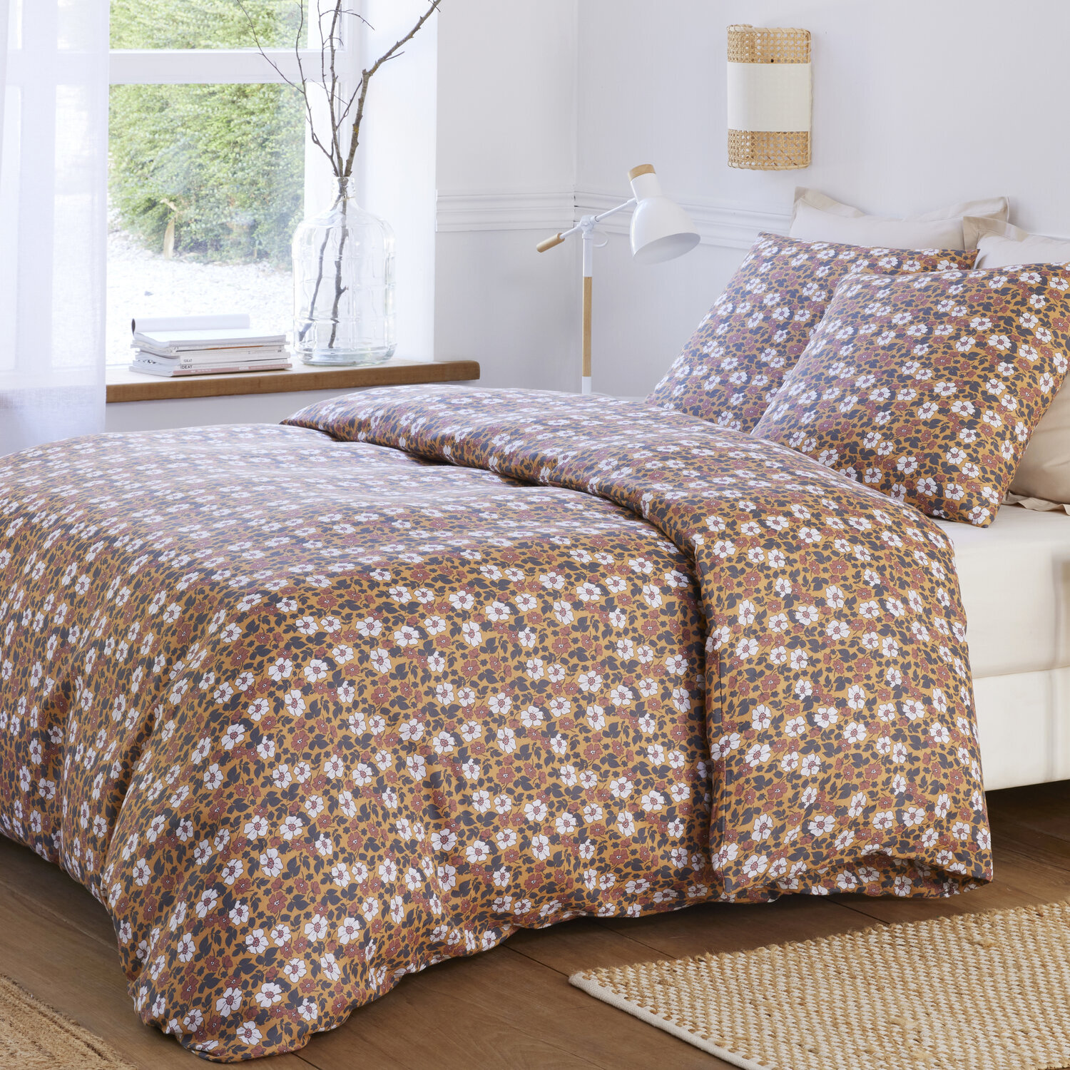 Parure housse de couette imprimé 100% gaze de coton - verone