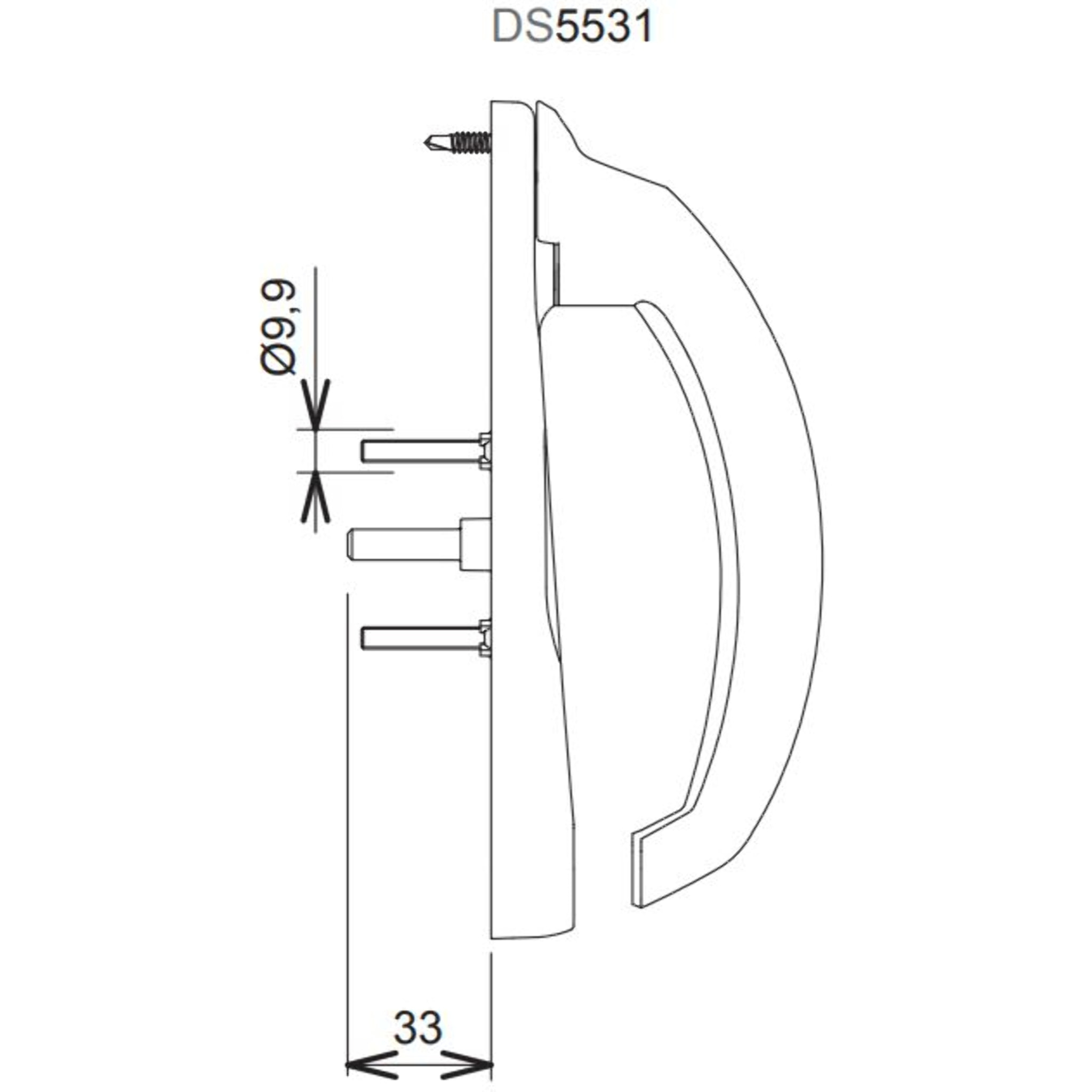 Poignée 20° intérieur 5531 LA CROISEE DS - Profil 35 à 53mm - Gris inox claro - Droite - DS5531-D870