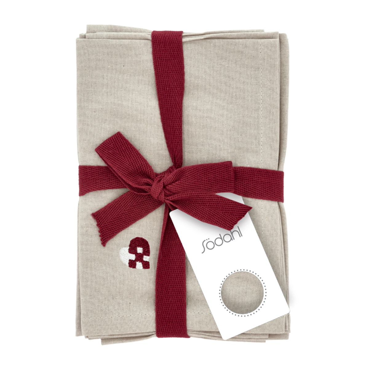 Serviettes en tissu Coeurs de Noël brodés 4 pièces