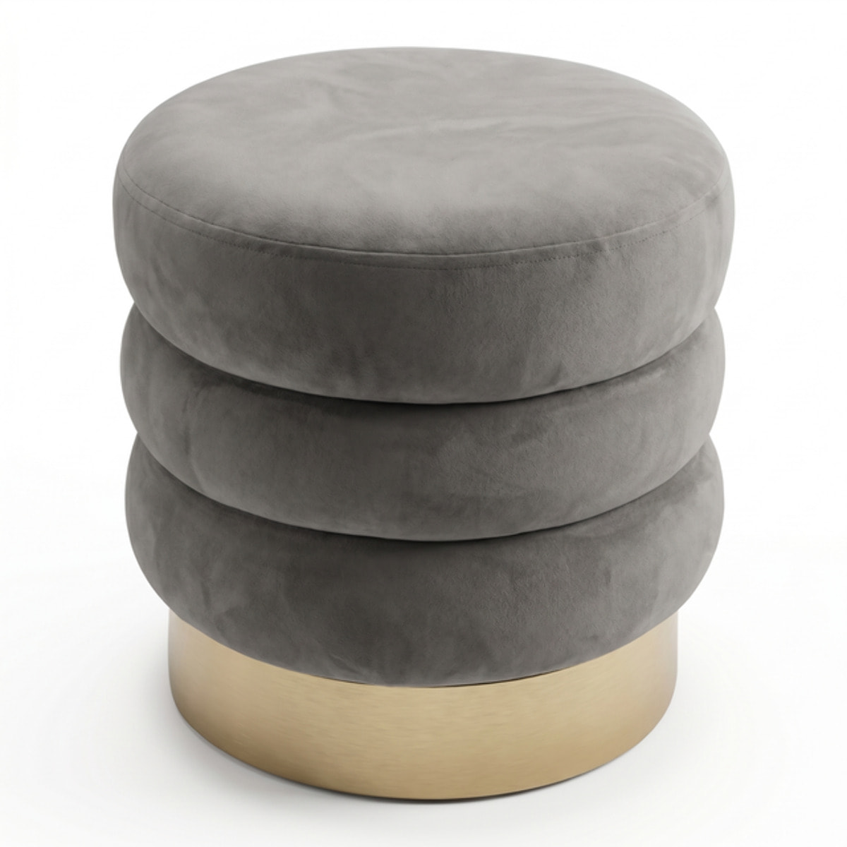Pouf rotondo in velluto con base oro Ø38x38 cm, sgabello imbottito design moderno elegante, seduta decorativa per salotto camera da letto ingresso cabina armadio, pouf velvet con struttura resistente fino a 100 kg