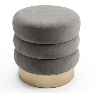Pouf rotondo in velluto con base oro Ø38x38 cm, sgabello imbottito design moderno elegante, seduta decorativa per salotto camera da letto ingresso cabina armadio, pouf velvet con struttura resistente fino a 100 kg