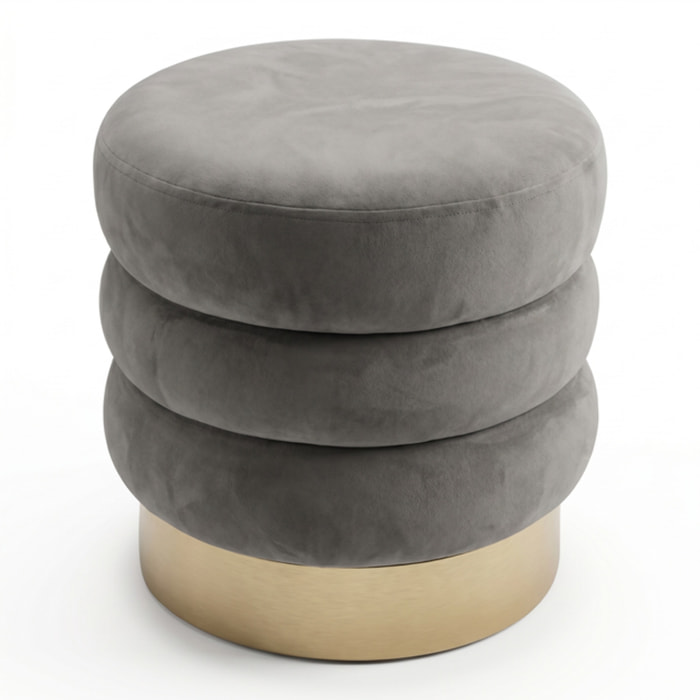 Pouf rotondo in velluto con base oro Ø38x38 cm, sgabello imbottito design moderno elegante, seduta decorativa per salotto camera da letto ingresso cabina armadio, pouf velvet con struttura resistente fino a 100 kg
