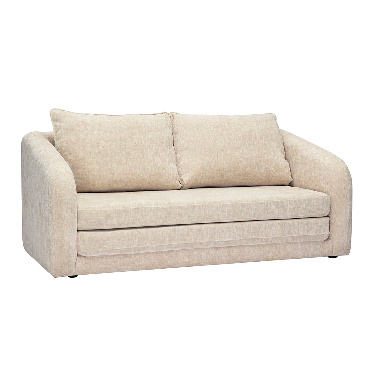 Canapé convertible 2 places en tissu effet velours texturé beige MAHAUT