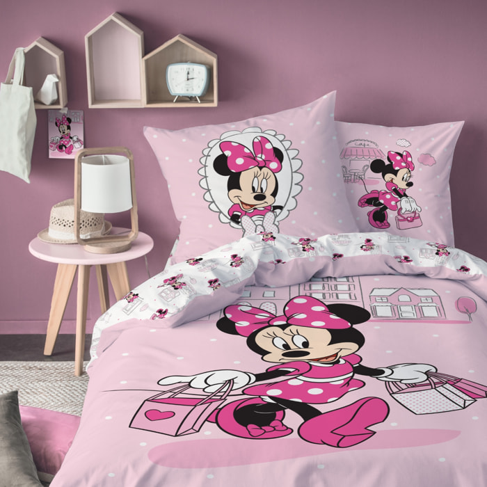 Parure de lit imprimée 100% coton, DISNEY HOME MINNIE SHOPPING