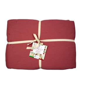 COPRILETTO LETTO MATRIMONIALE FRAGOLA MEZZA STAGIONE TINTA UNITA EFFETTO STROPICCIATO