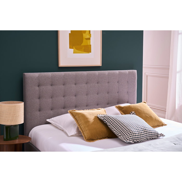 Lit 2 places 160x200 en tissu gris clair capitonné DANAE