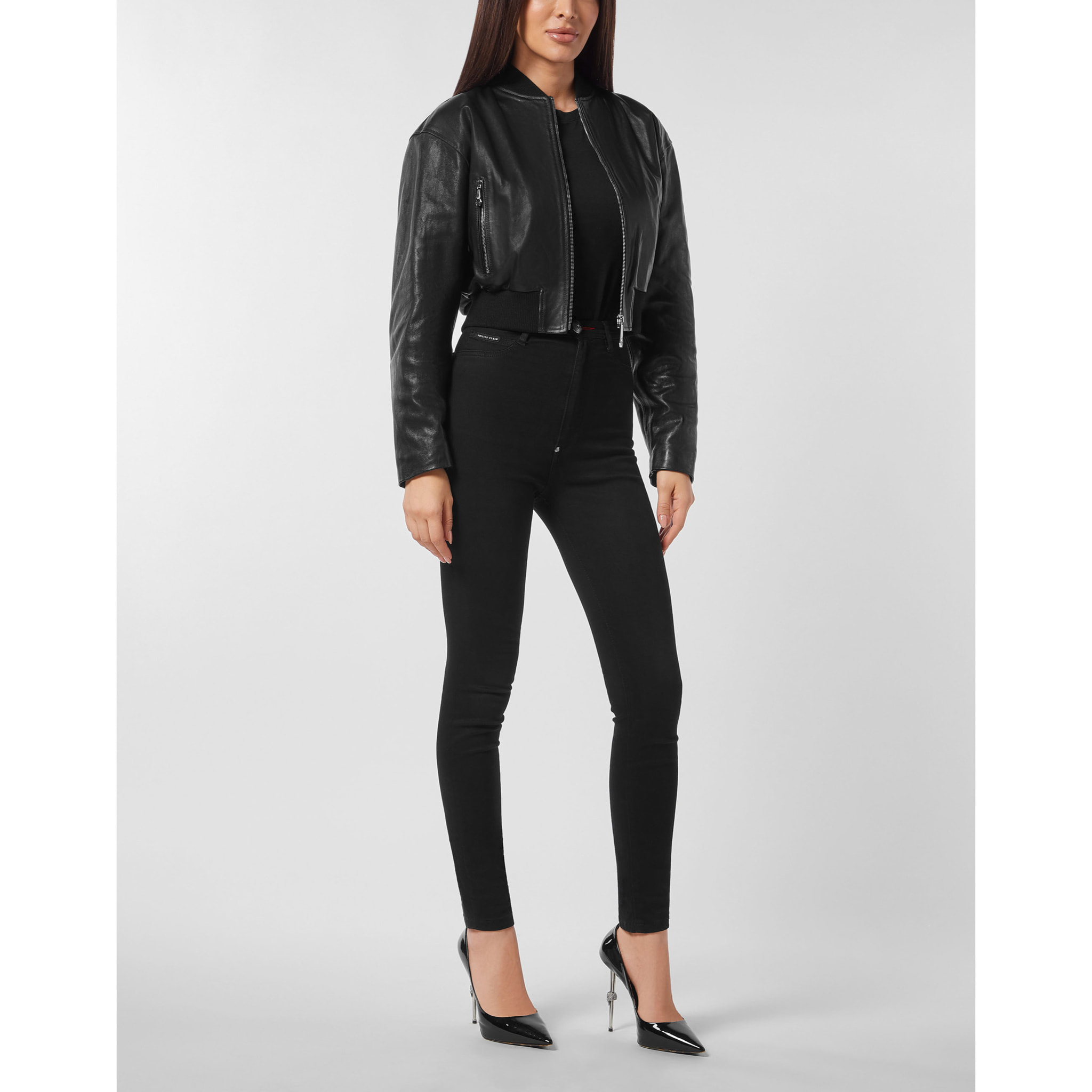 PHILIPP PLEIN Leather Bomber SIGNATURE