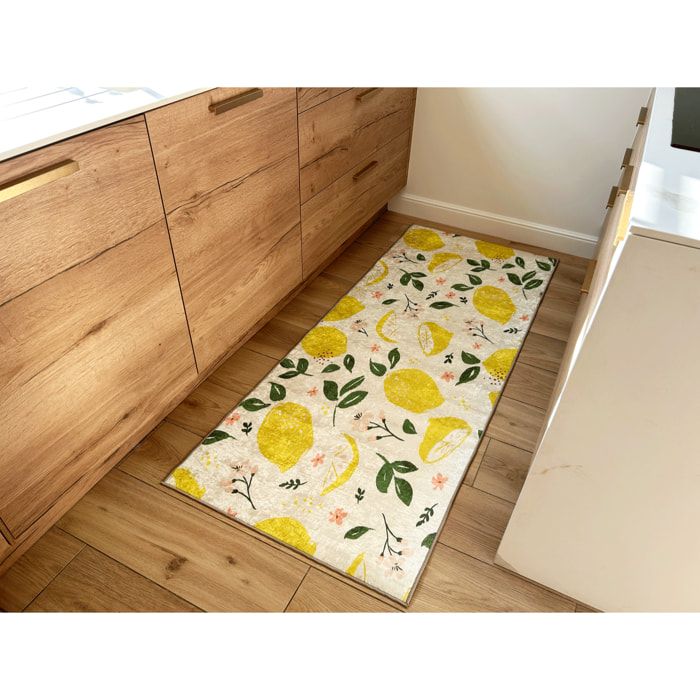 STAMPA - Tapis de cuisine lavable à motif citron - Jaune