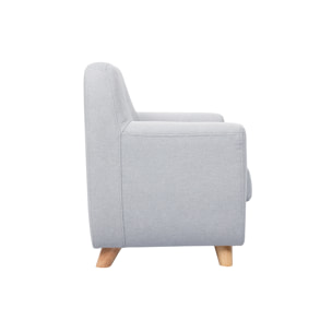 Fauteuil enfant scandinave en tissu gris clair et bois clair NORKID