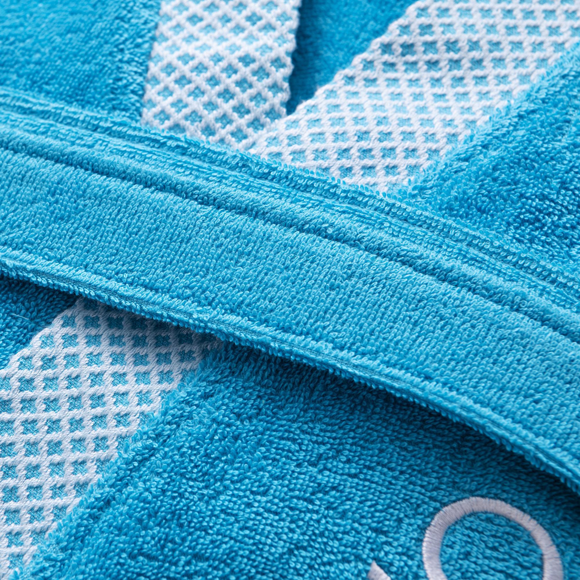 Albornoz 380gsm 100% algodón con ribete jacquard azul summer benetton