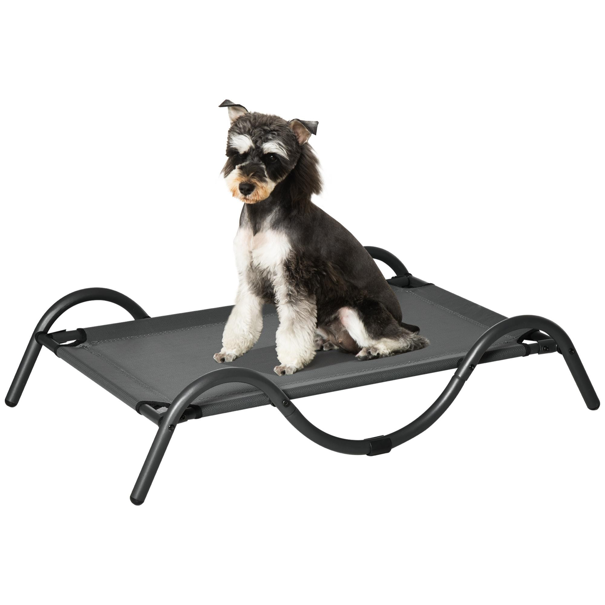 Cama Elevada para Perros Pequeños Medianos Cama para Mascotas con Tela de Malla Transpirable Marco Curvo de Acero para Interior Exterior 92x55,5x21 cm Gris