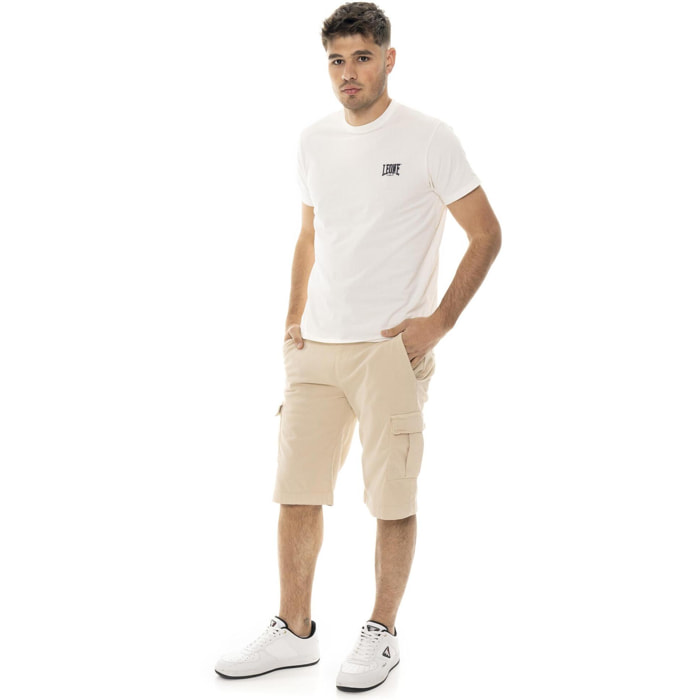 Pantalones cortos tipo bermuda cargo de sarga elástica Leone Easy para hombre
