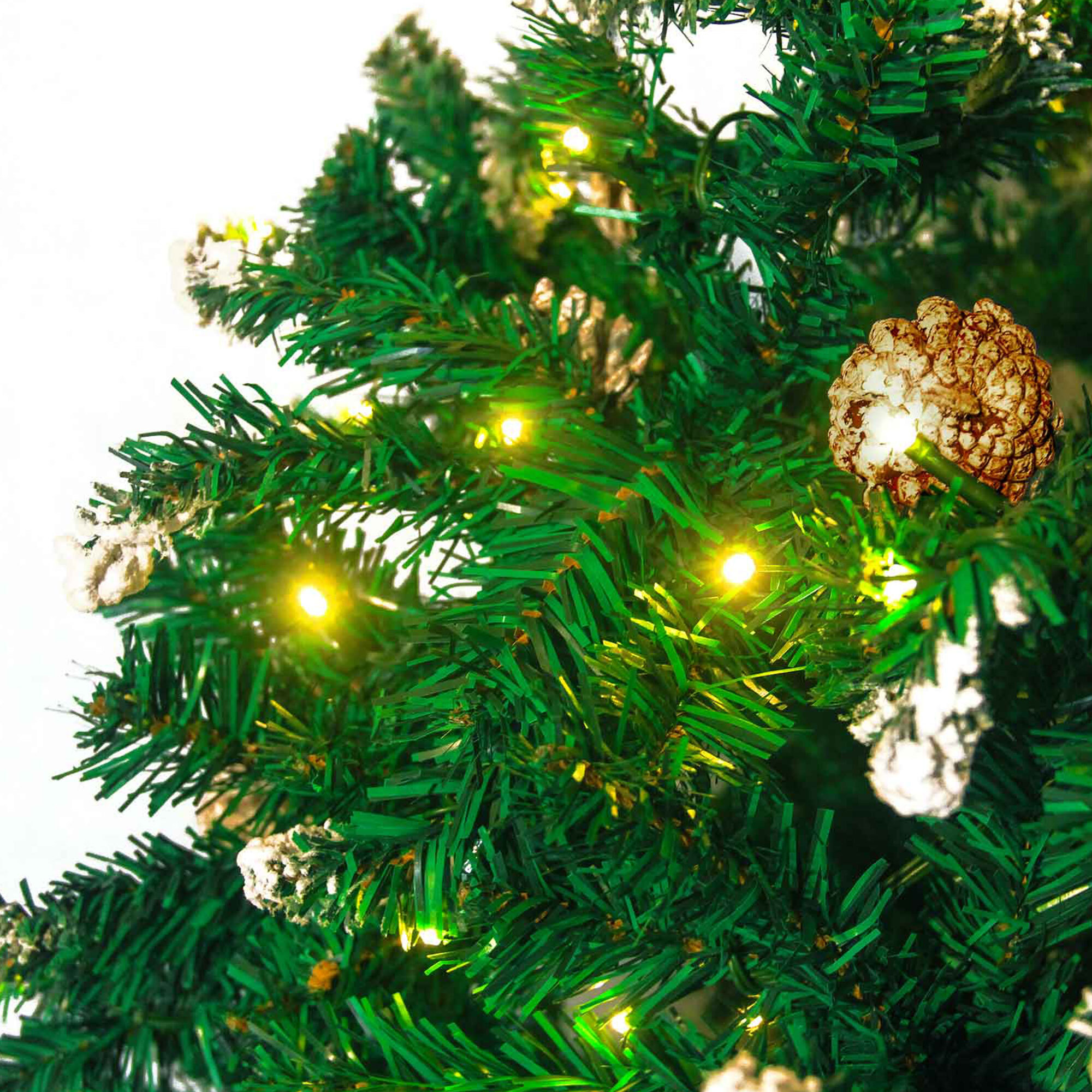 Comet - Albero di Natale con luci LED e pigne Ø85 x150H, 380 rami e 20 pigne