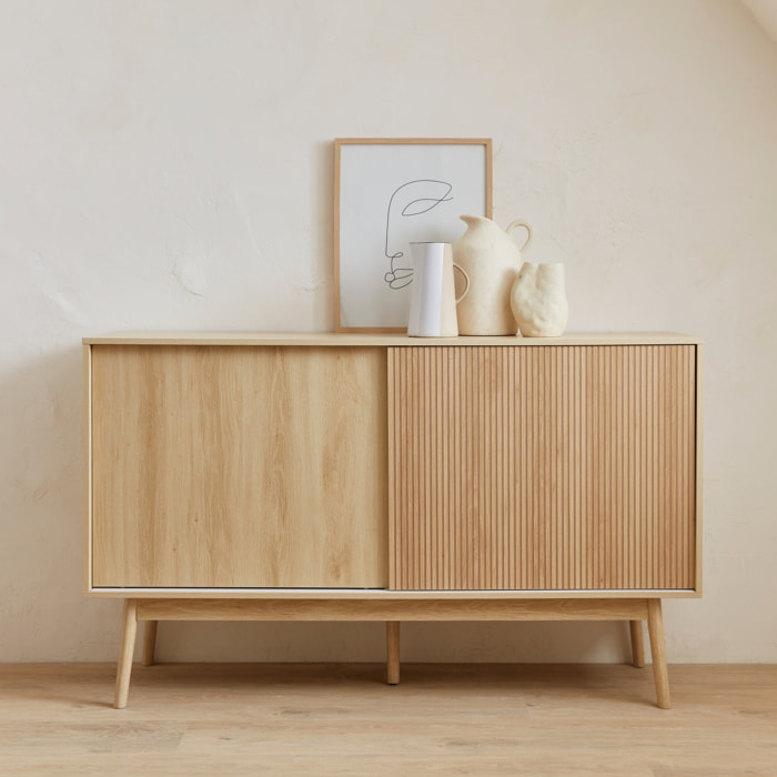 Buffet scandinave décor bois 2 portes 150cm LINEAR