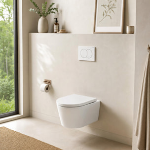 Pack Bati-support Geberit 112cm + Cuvette Swiss Aqua Technologies sans bride + Plaque blanche (SATrimlessGeb3)