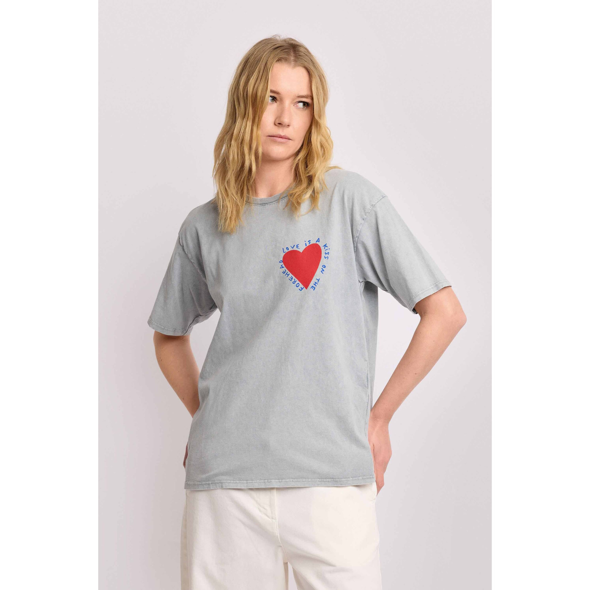 Kocca - T-shirt con stampa a cuore Donna, Tinta unita, Girocollo