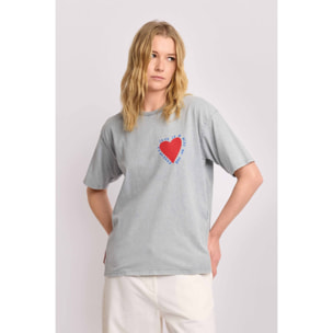 Kocca - T-shirt con stampa a cuore Donna, Tinta unita, Girocollo
