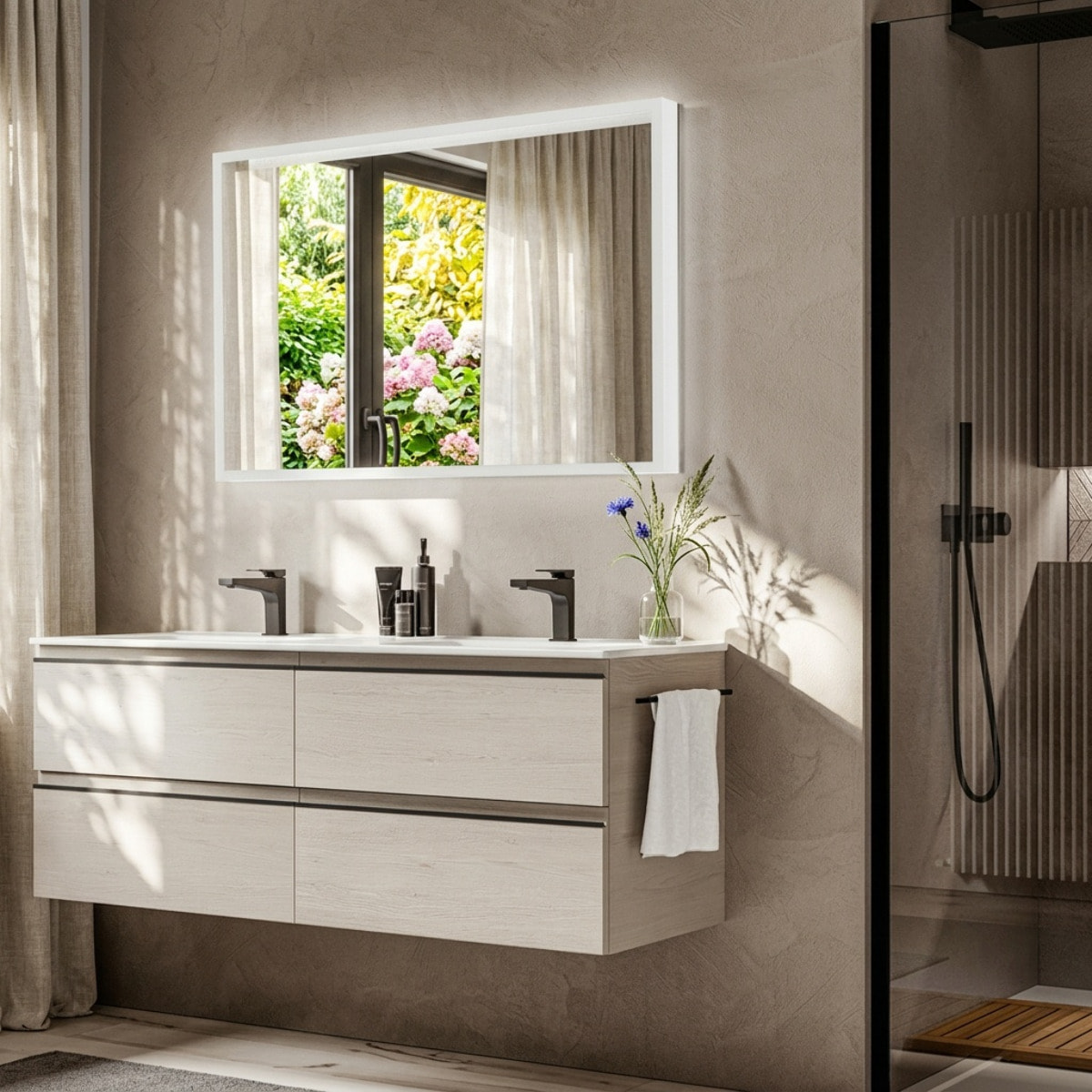 Miroir LED rectangulaire 80x60 cm avec capteur tactile SAT Vision (SATZVIOBLED6080)