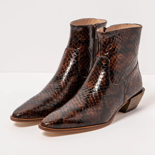 Botines con tacón S3353 FANTASY PYTHON BROWN/ RUCHE color Python brown