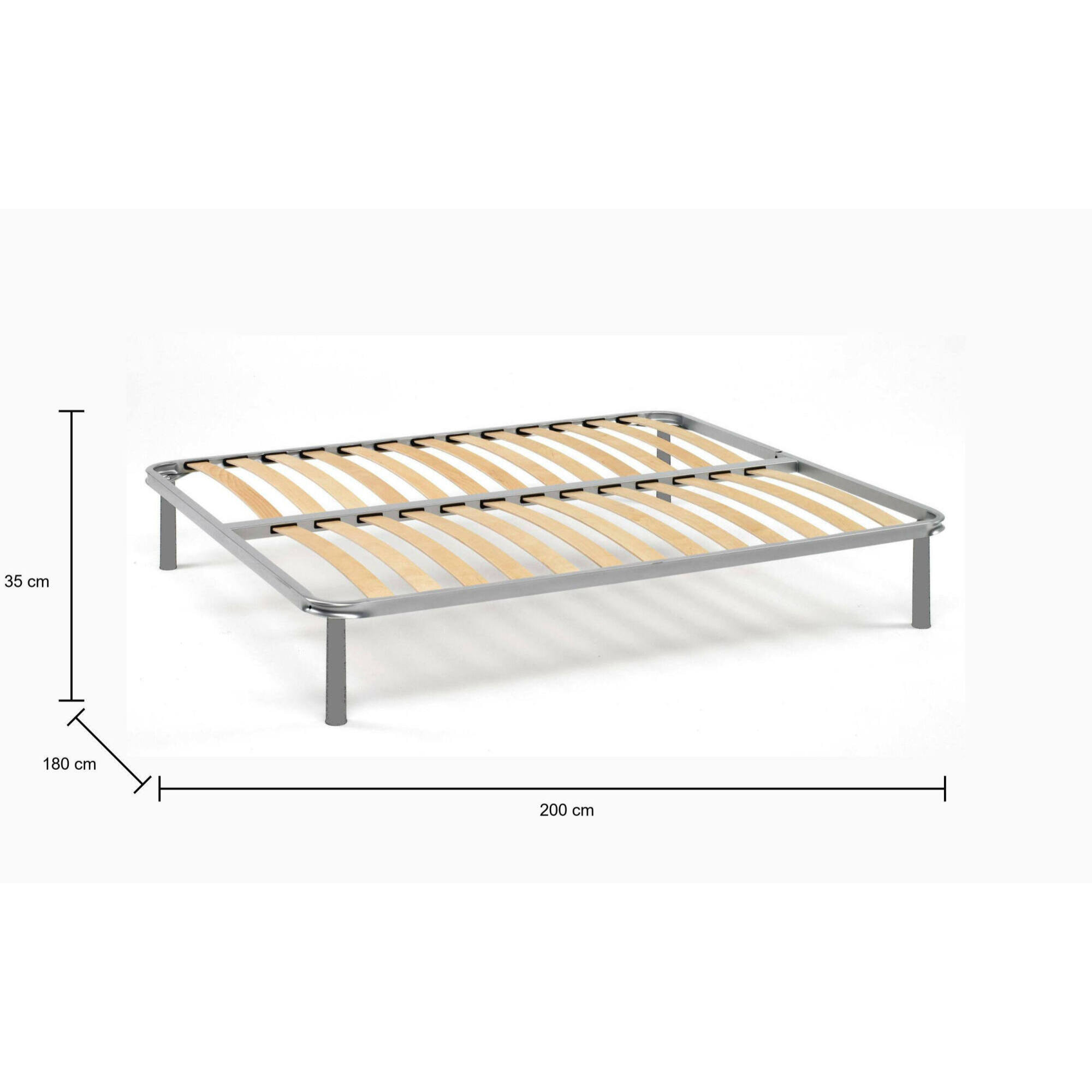 Rete letto matrimoniale Alga, Rete ortopedica in multistrato di betulla a 14 doghe, 100% Made in Italy, cm 180x200h 34