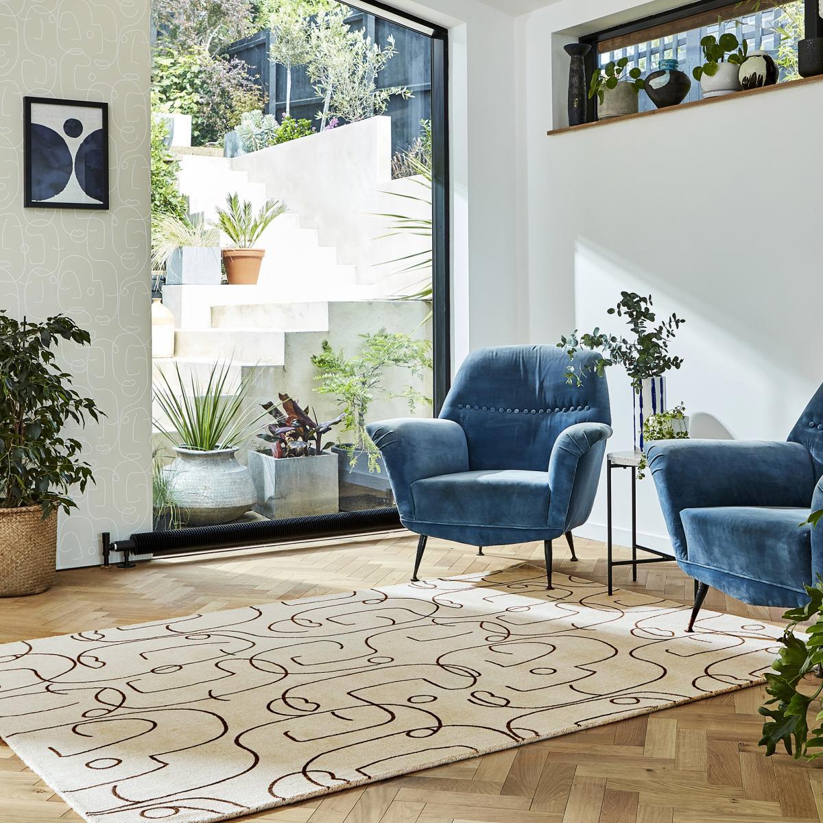 Tapis salon et chambre fait à la main en laine motif abstrait CHICDOUN