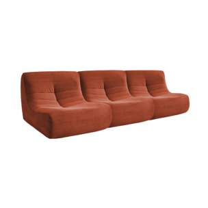 Chauffeuse velours côtelé 3 places terracotta L 91 x P 105 x H 72 cm - SOKOL