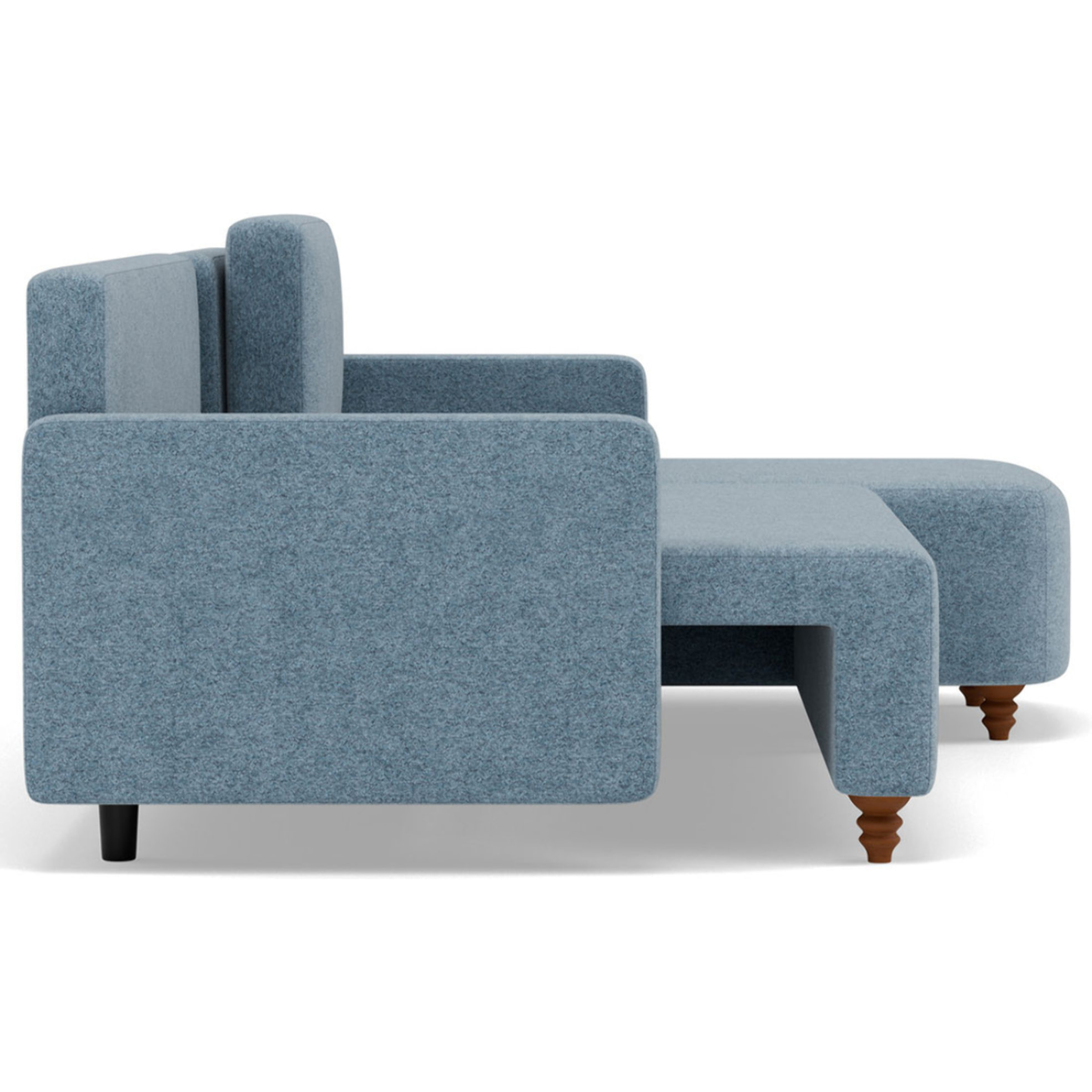Calypso - canapé d'angle réversible 4 places convertible avec coffre en tissu - Bleu